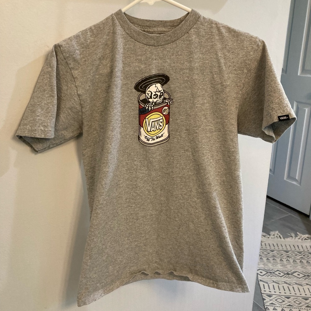 VANS OFF THE WALL Gray Skelton Soup Can Classic Fit T-shirt size small